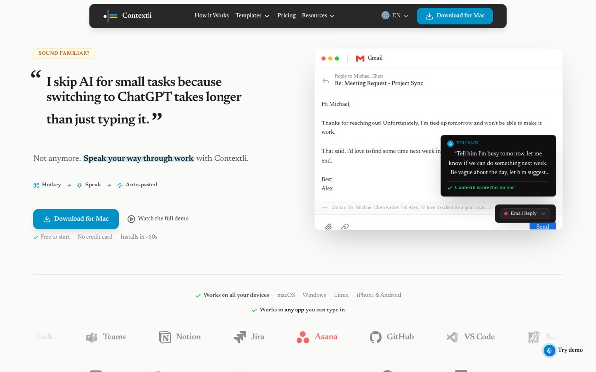 Contextli product interface