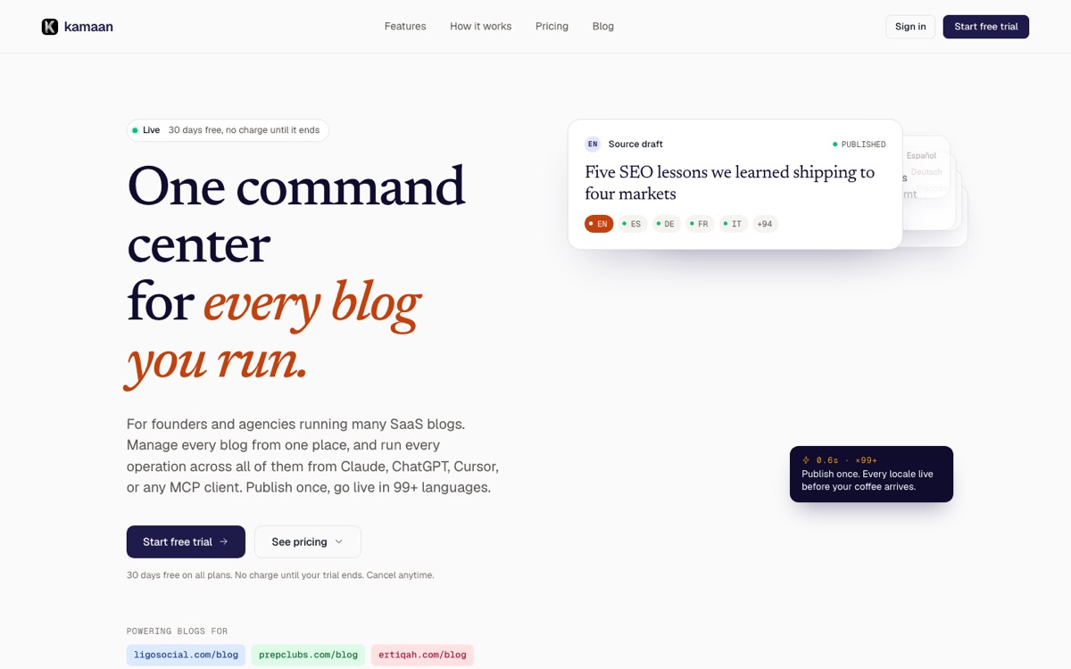 Kamaan product interface