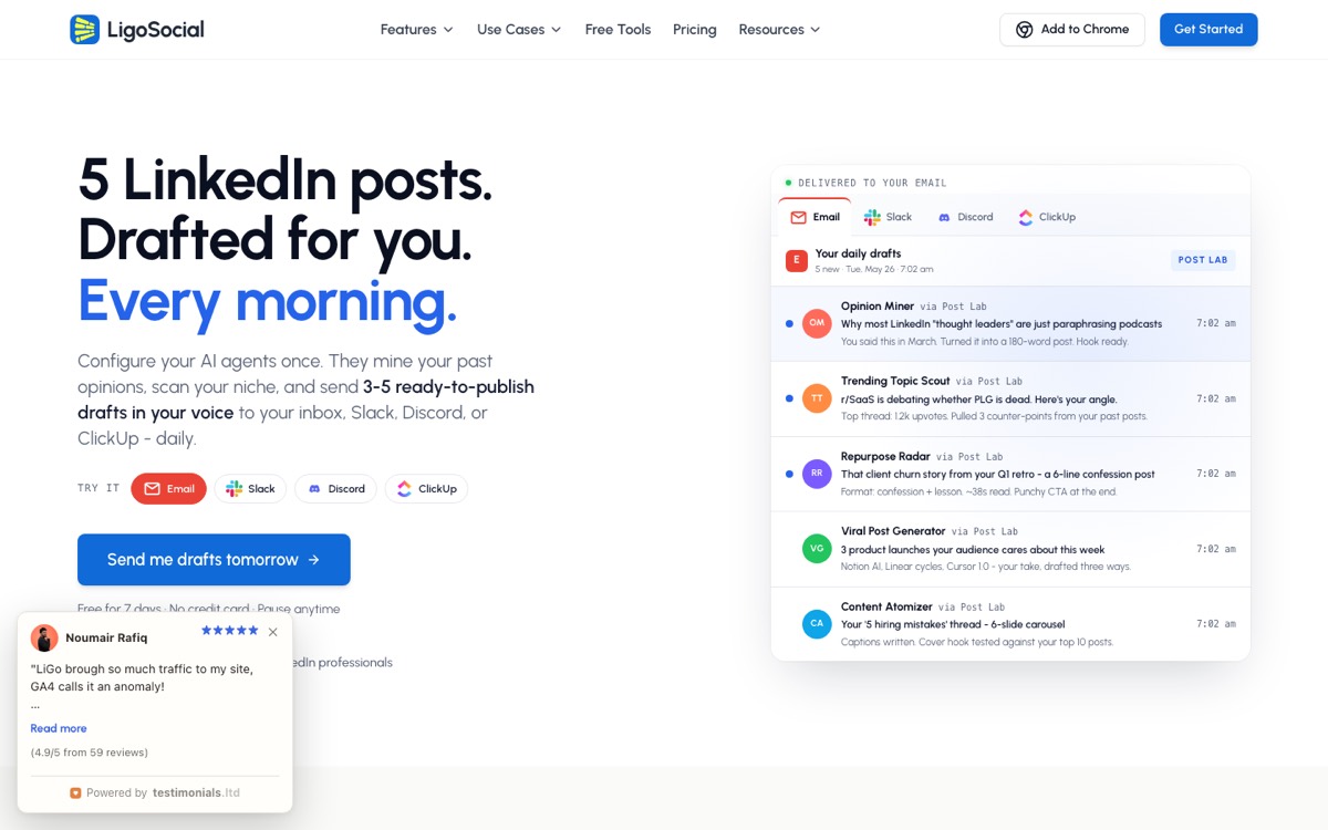 LigoSocial product interface
